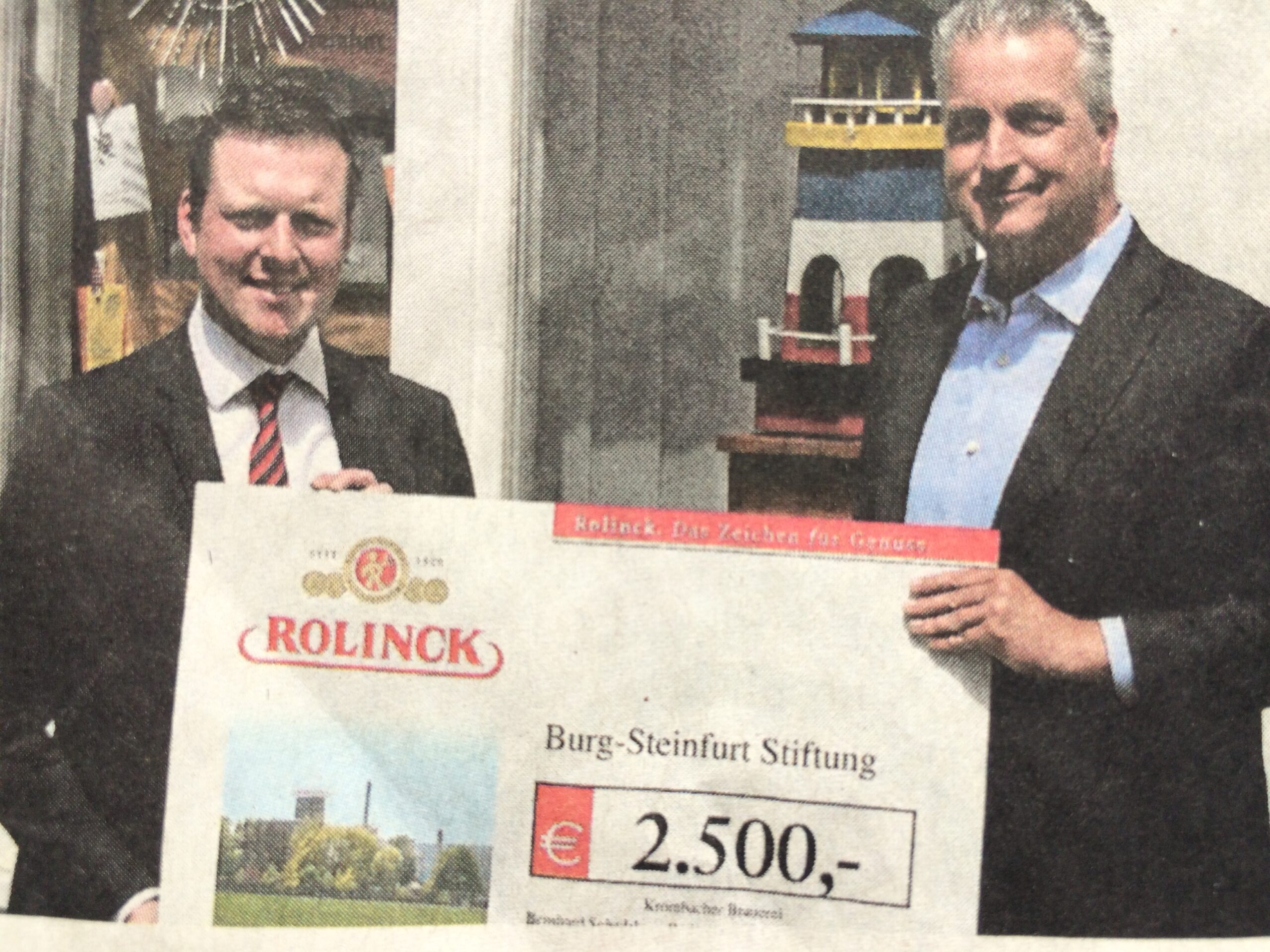 Read more about the article Die Burg-Steinfurt Stiftung freut sich über Rolinck Spende